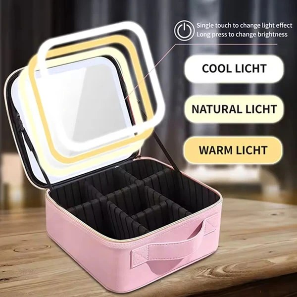 کیف آرایشی LEDدار شارژی.صورتی